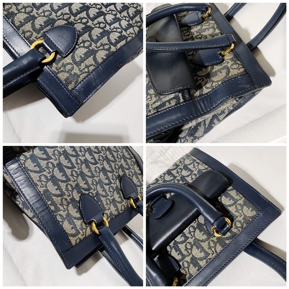 Christian Dior Oblique Handle Bag Navy Blue/Grey - Picture 12 of 16